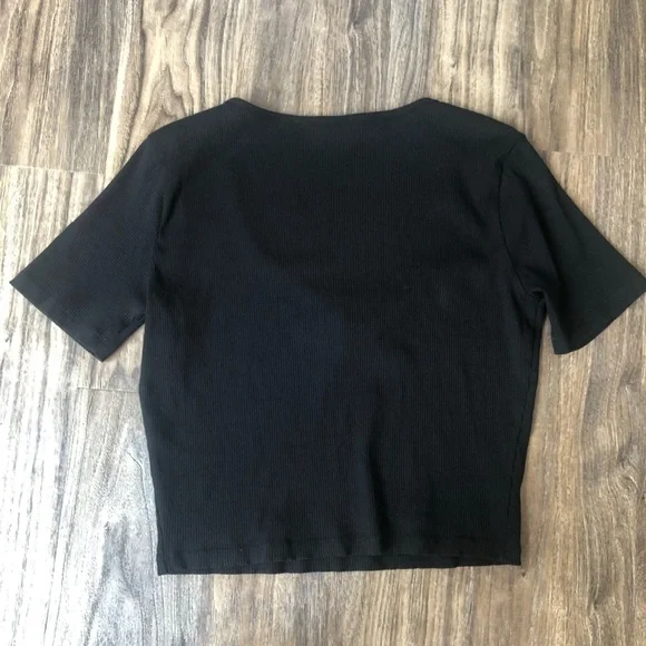 Zara Basic Short Sleeve Ribbed Crop Top - Picture 7 of 7